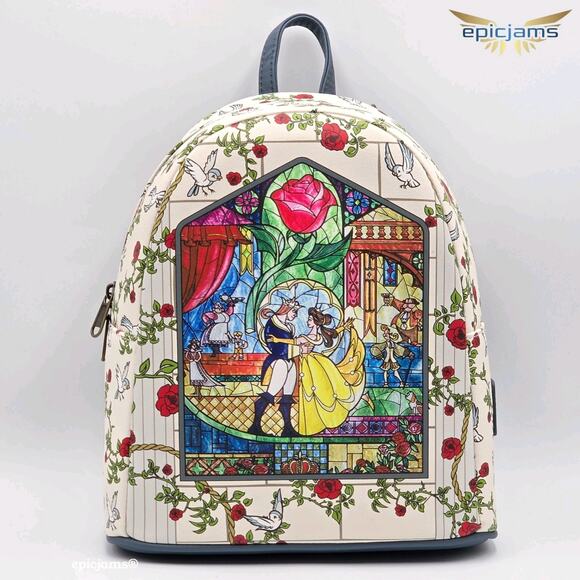 Loungefly Disney Beauty And The Beast Stained Glass Mini Backpack New main image 5